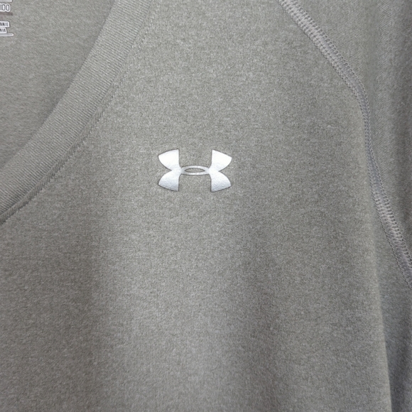 Under Armour Heat Gear Semi Fitted Gray S/S V-neck T-shirt Women’s - Picture 3 of 8
